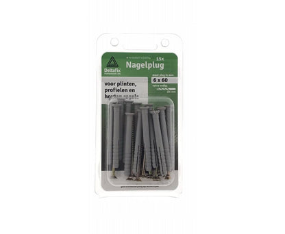 Slagplug 6x60mm - Voor Beton en Baksteen, Eenvoudige Hamerinstallatie