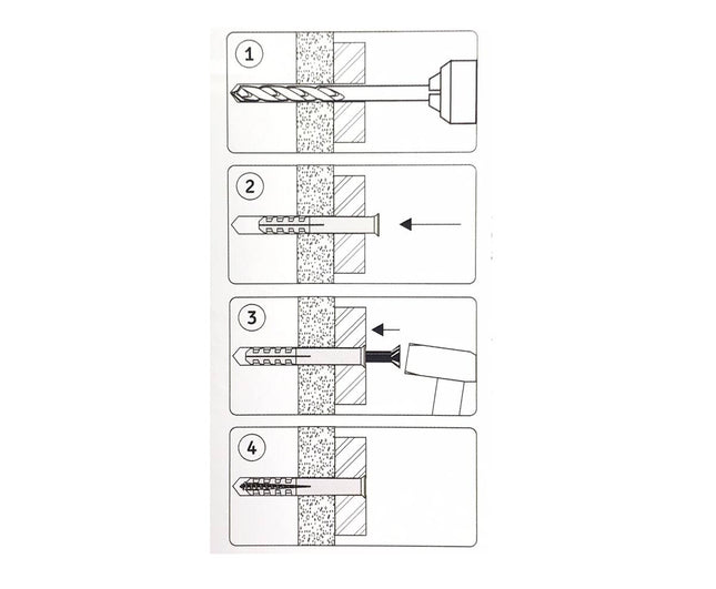 Slagplug 6x60mm - Voor Beton en Baksteen, Eenvoudige Hamerinstallatie