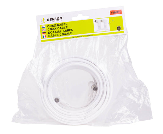 Coax Kabel 15m - Voor TV, Satelliet & Modem, Hoge Signaaloverdracht