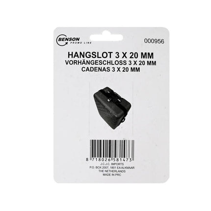 Hangslot 20 mm 3 dlg - Compacte Beveiliging met 3 Sleutels voor Schuur