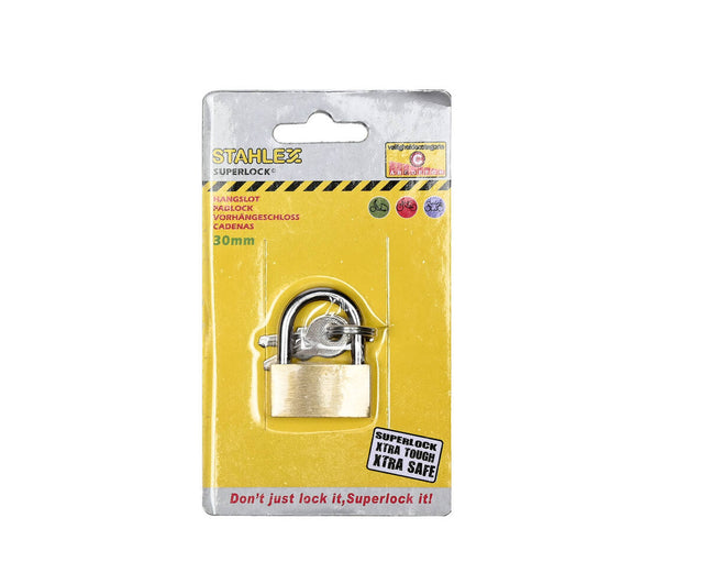 Hangslot 30 mm Staal, Weerbestendig, Inclusief 2 Sleutels, Voor Fiets