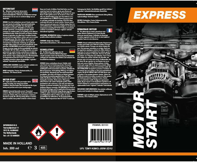 Express Motorstart 300 ml - Voor snelle koude starts van motorvoertuigen
