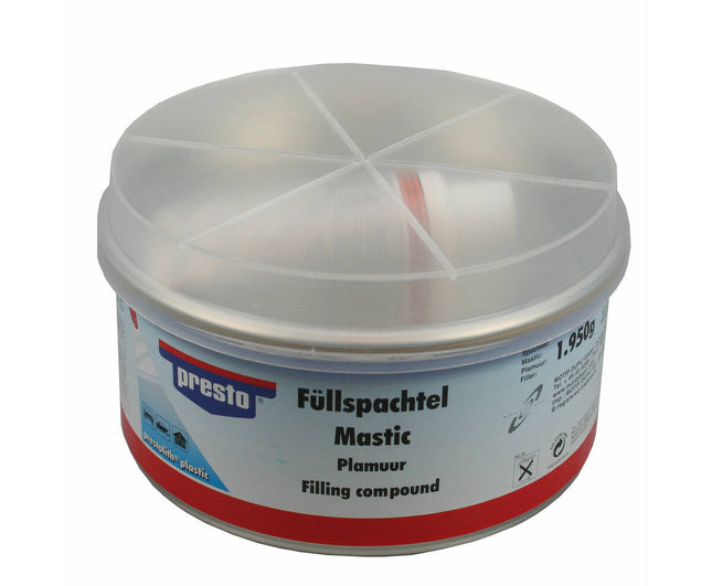 Presto Polyesterplamuur 2 kg - Sneldrogend, ideaal voor autoherstel.