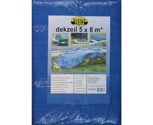 Blauw Dekzeil 5x8m PE 60 GSM, Voor Buiten Bescherming & Bouw