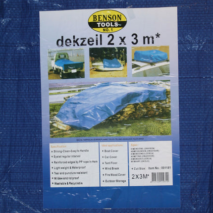 Dekzeil 1,5 x 6 mtr blauw – Maat 1,5 x 6 M, Materiaal PE, Kwaliteit 80 GSM