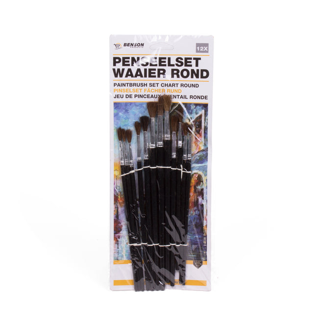 Penseelset 12 dlg waaier rond