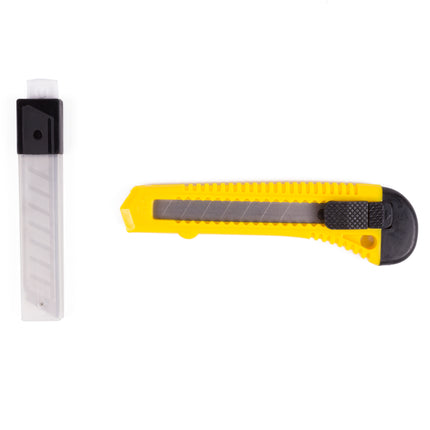 Afbreekmes 9 mm + 10 reservemessen – Lengte 147 mm, Breedte lemmet 9 mm, 147 mm
