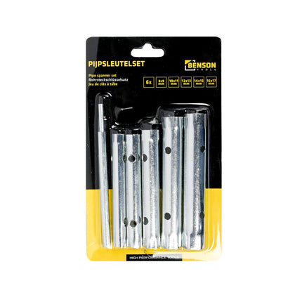 6-delige pijpsleutelset: Staal, maten 8-17 mm, voor auto- en fietswerk.