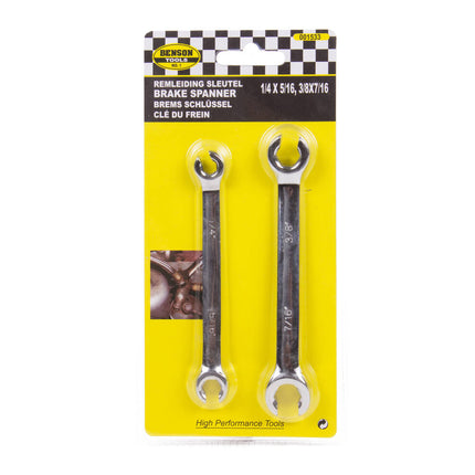Remleidingsleutel Set: 2-delig, 1/4"-7/16", ideaal voor voertuigen.