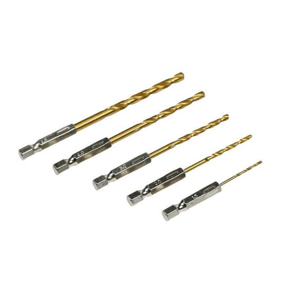 5-delige Titan Boorset: 1,5-4,8mm, ideaal voor metaal en hout.