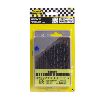 HSS Boorset 13 dlg, 2-8mm, Metaalboren met Cassette voor Precisiewerk