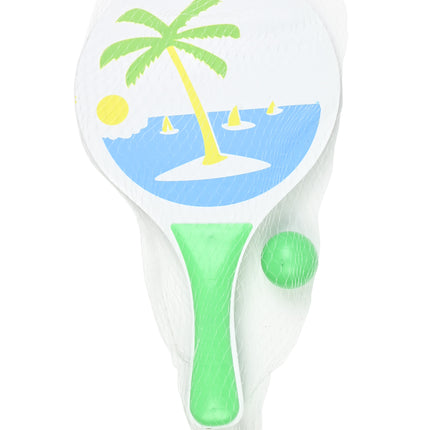 Beachball set – Materiaal paddles hout, Diameter paddles 18,5 cm, Materiaal bal kunststof