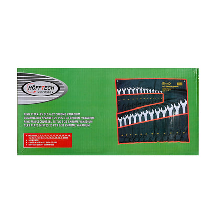 25-delige Cr-V Ring Steek Sleutel Set voor auto- en machinewerk.