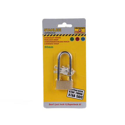 Hangslot Staal 30mm, 2 Sleutels, Ideaal voor Poorten en Kasten