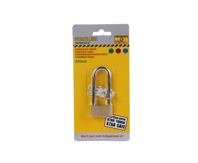 Hangslot Staal 30mm, 2 Sleutels, Ideaal voor Poorten en Kasten