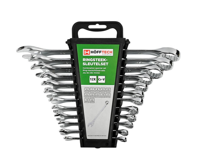 Ring Steek Sleutelset 12-delig Cr-V: 6-22 MM, ideaal voor klussen.