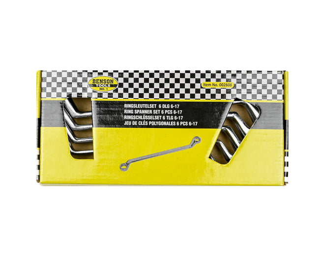 Ringsleutelset 6-delig, maten 6-17mm, ideaal voor auto- en huisreparaties