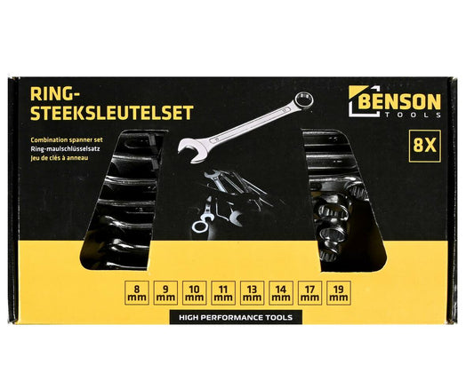 8-delige Ring-Steeksleutelset 8-19mm voor Auto- en Fietsprojecten