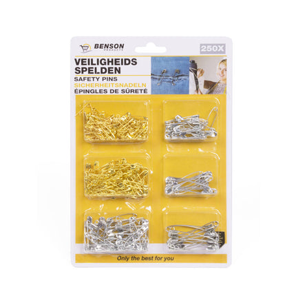 Veiligheidsspelden Set 250 dlg - Maten 2cm-5.5cm voor Kleding & DIY