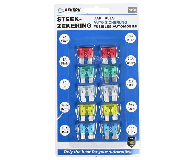 Steekzekering Set 10 dlg: 3A-35A, Essentieel voor Auto Veiligheid