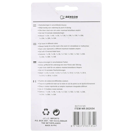 Steekzekering Set 10 dlg: 3A-35A, Essentieel voor Auto Veiligheid