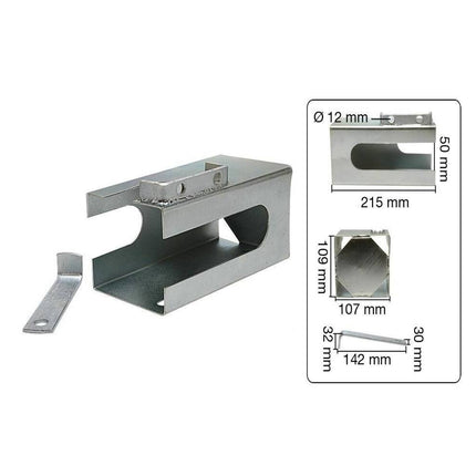 Disselslot Koker Model: Verstelbaar, verzinkt staal, 215x107x109 mm.