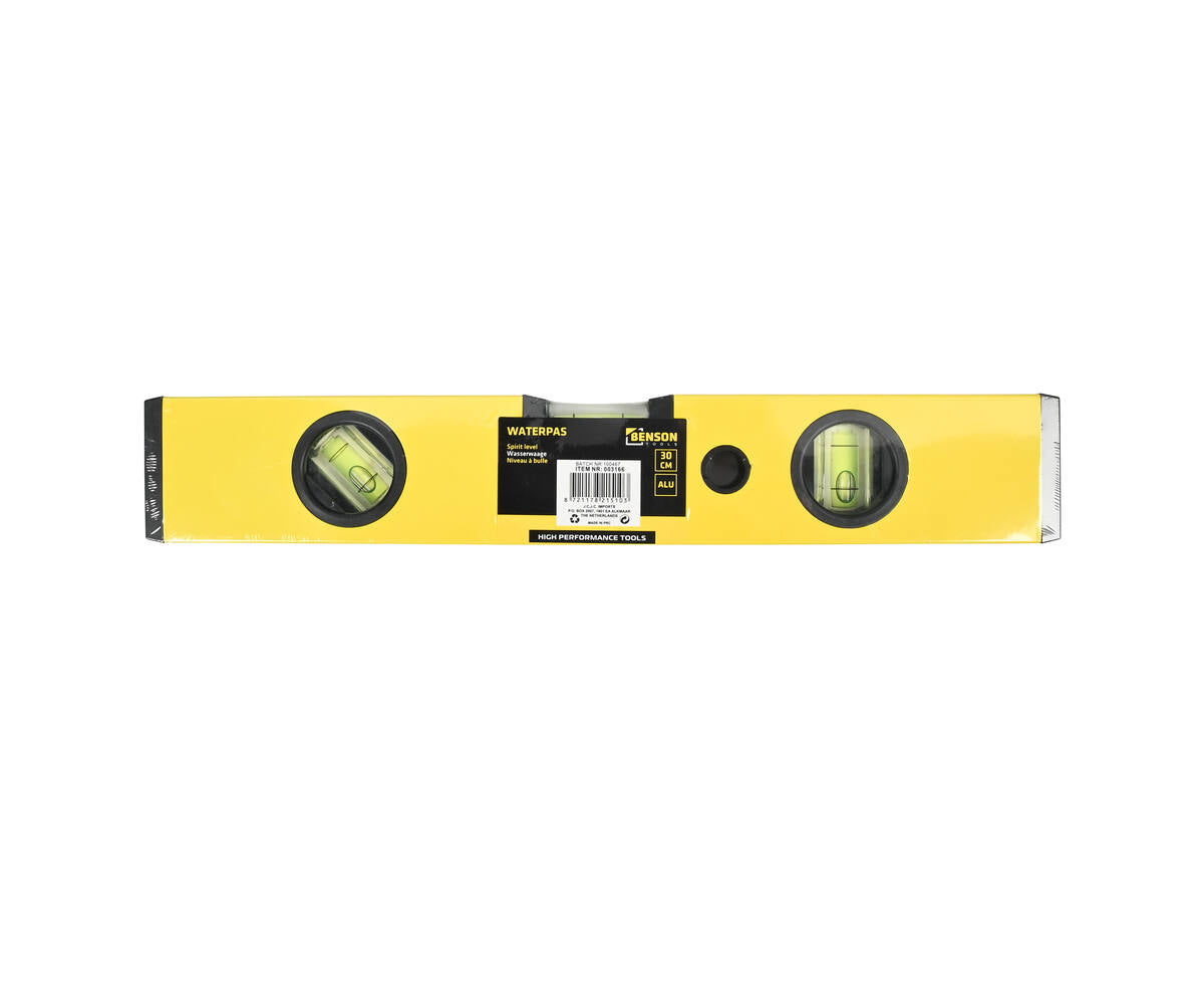 30 cm Aluminium Waterpas - Drievoudige Libellen, Compact en Lichtgewicht