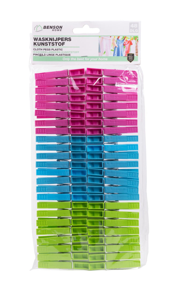 Wasknijpers kunststof 48 dlg – Materiaal kunststof, Kleur assorti (meerkleurig)