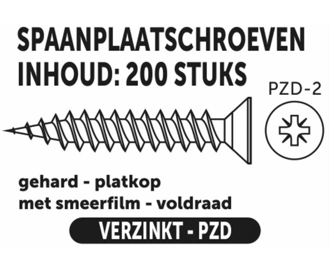 Spaanplaatschroef 5.0x60mm Verzinkt - Ideaal voor MDF en Meubels
