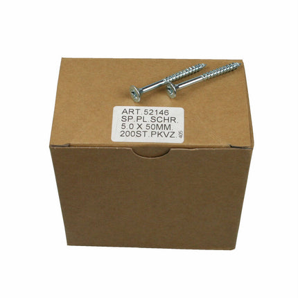 Spaanplaatschroef 5.0x50mm, Verzinkt, PZ, voor Houtconstructies