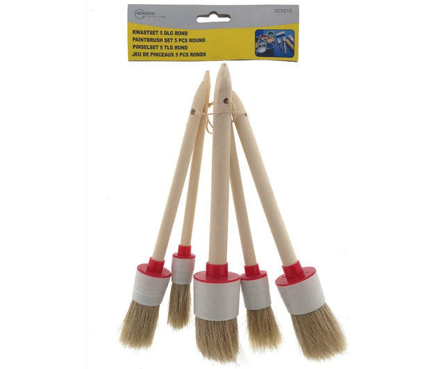 Kwastenset 5 dlg Ronde Maten 2-10, Ideaal voor Aquarel en Acryl