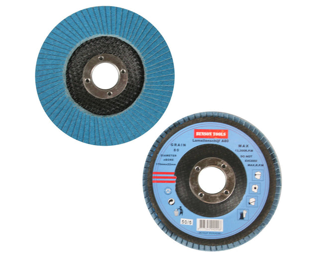 Lamellenschijf 115mm K80 voor staal- en metaalbewerking, 13.300 RPM