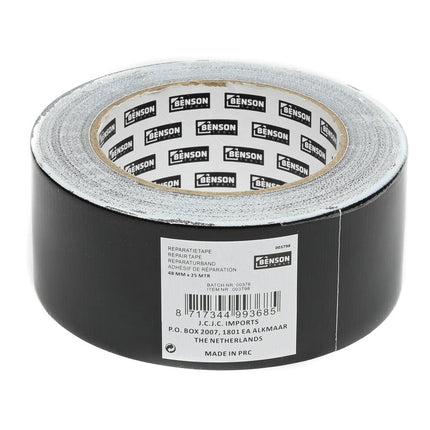 Reparatietape 25m zwart, hittebestendig, ideaal voor lekkages.
