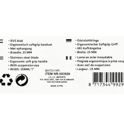 Plamuurmes 1" - RVS, Softgrip Handvat, Ideaal voor Fijne Afwerking