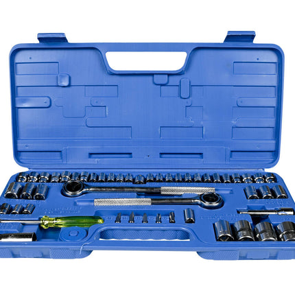 Doppenset 52 dlg - 1/4, 3/8, 1/2 Doppen met Ratel en Koffer