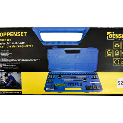 Doppenset 52 dlg - 1/4, 3/8, 1/2 Doppen met Ratel en Koffer