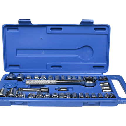 Doppendoos 40dlg: 1/4" & 3/8" Ratel, Metrisch & Inch, Inclusief Koffer