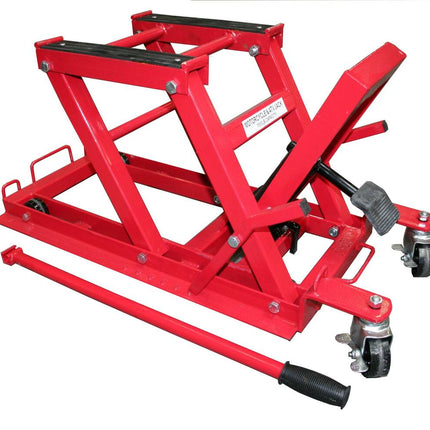 Motorfietslift 680kg, verstelbaar 16-42cm, inklapbaar en mobiel.
