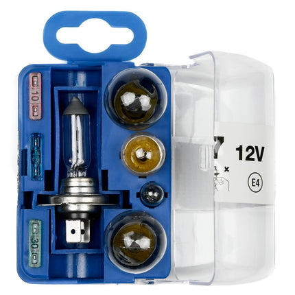 Autolamp H7 12V Set: 8-delig, inclusief zekeringen, E4 gecertificeerd.