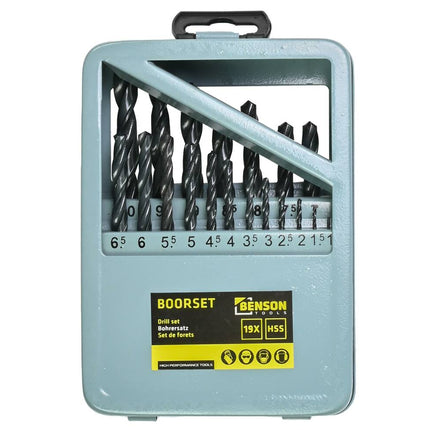 Boorset 19dlg HSS met Stalen Cassette voor Metaal en Houtbewerking
