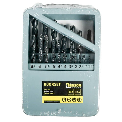 Boorset 19dlg HSS met Stalen Cassette voor Metaal en Houtbewerking