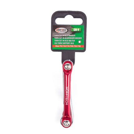 11-delige Torx sleutelset in aluminium houder, ideaal voor montage.