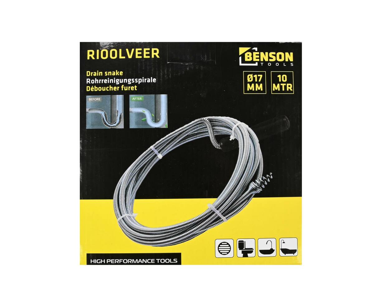 Rioolveer 10m - Verwijder Moeiteloos Verstoppingen met 17mm Uiteinde