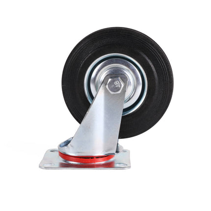 Zwenkwiel 125mm, Rubber, 100kg, Ideaal voor Meubels en Machines