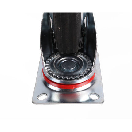 Zwenkwiel met Rem 160 mm, 140 kg, Massief Rubber, 4-Gats Bevestiging
