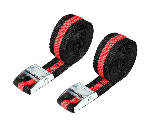 Spanbanden Set 2.5m x 25mm Zwart/Rood, 200kg Breekkracht, 2-delig