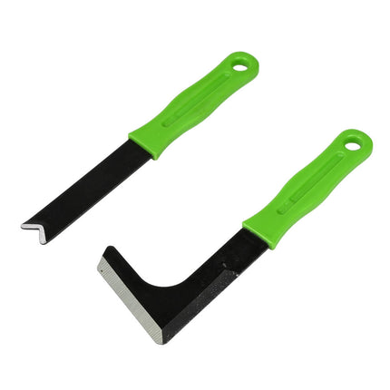Onkruidschraper Set 2-delig: Haaks en recht, carbon staal, 20 cm.