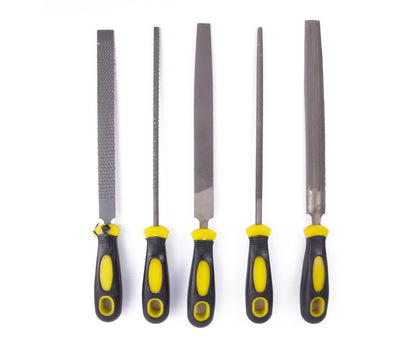 Vijl- en Raspset 5 dlg: Hout & Metaal Bewerking, Antislip Handvatten