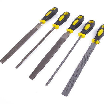 Vijl- en Raspset 5 dlg: Hout & Metaal Bewerking, Antislip Handvatten