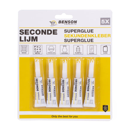 Secondelijm 5 dlg - Voor hout, metaal, glas, snelle hechting